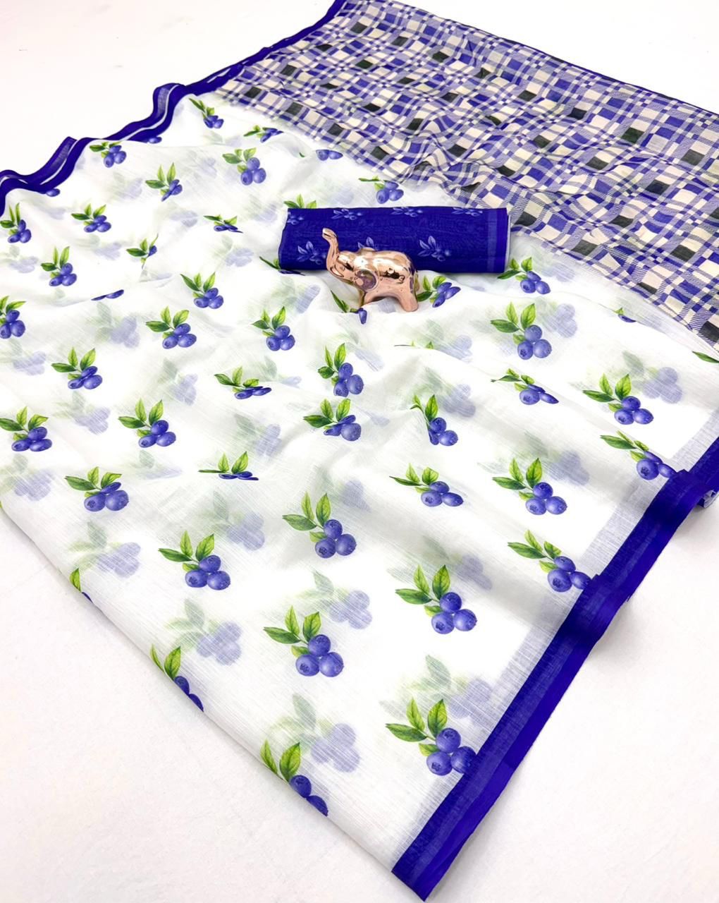 Sccf Falafal Soft Linen Printed Saree