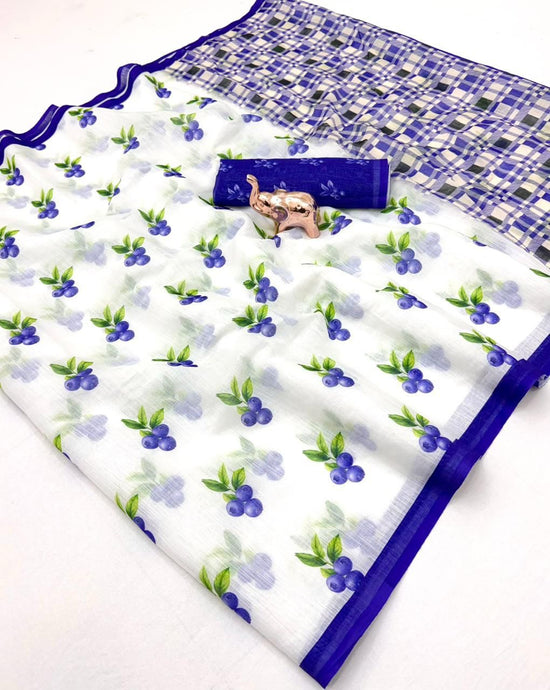 Sccf Falafal Soft Linen Printed Saree