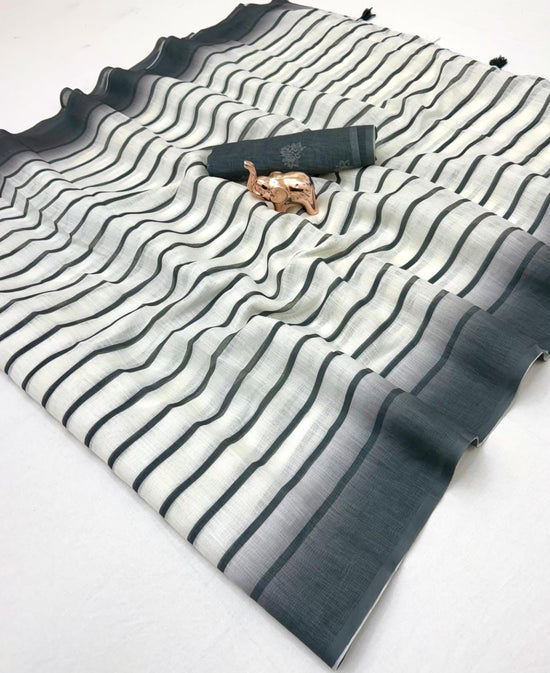 Sccf Stripes B Soft Linen Saree