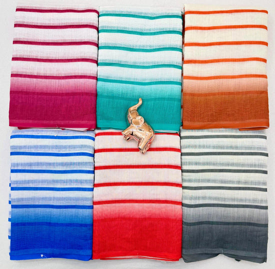 Sccf Stripes B Soft Linen Saree