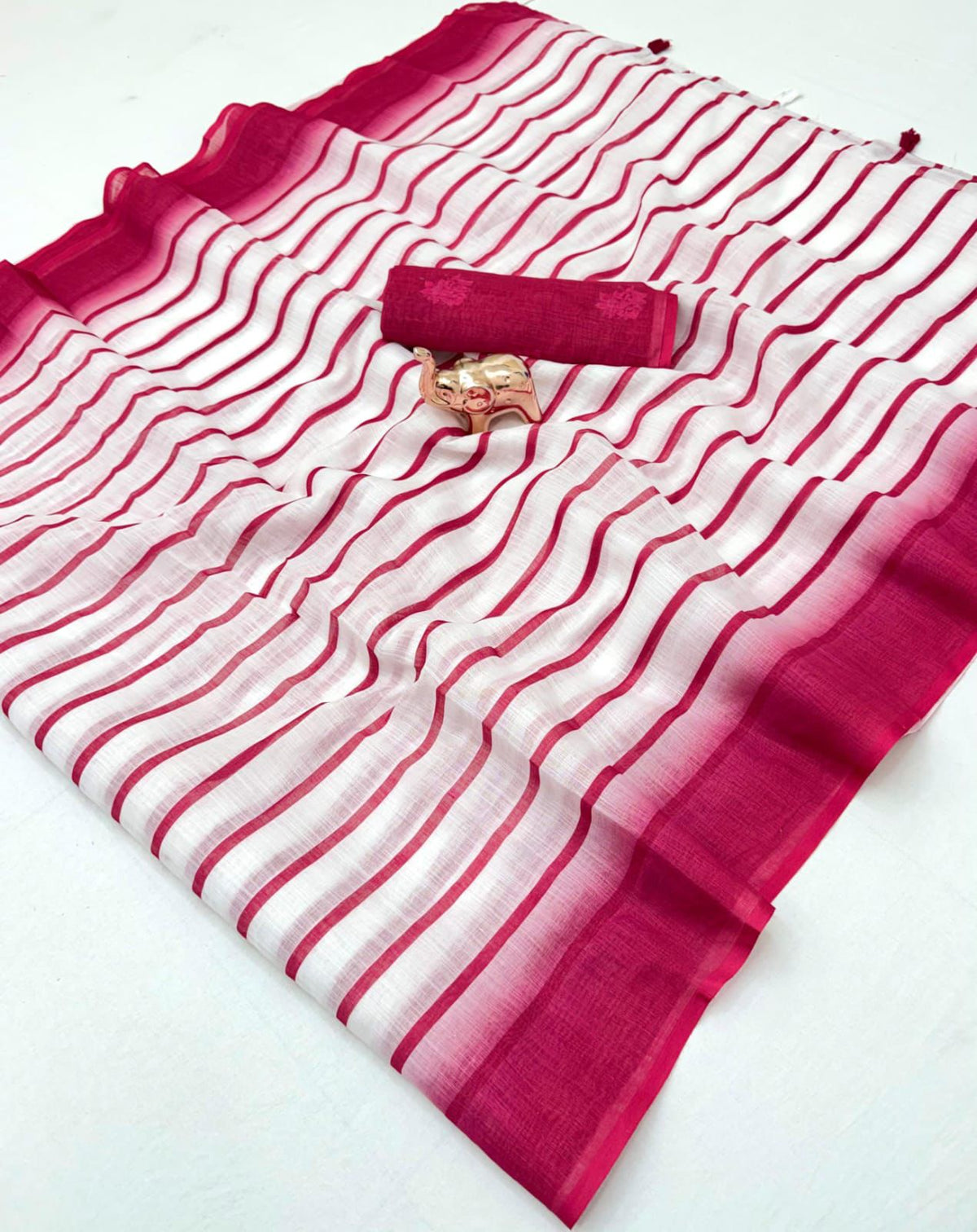Sccf Stripes B Soft Linen Saree