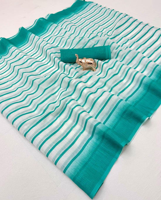 Sccf Stripes B Soft Linen Saree