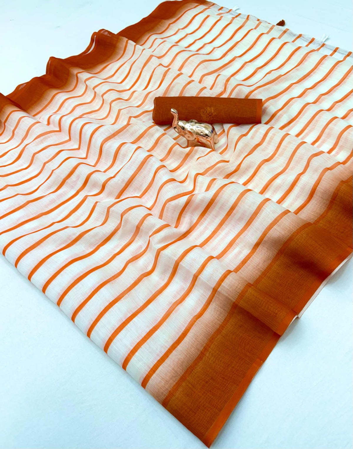 Sccf Stripes B Soft Linen Saree