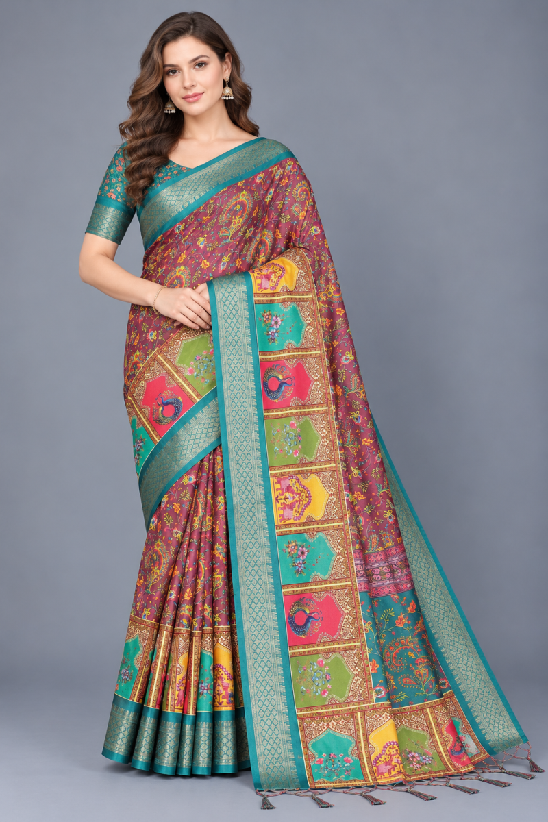 Schc Akshita A Cotton Silk Kalamkari Printed Saree