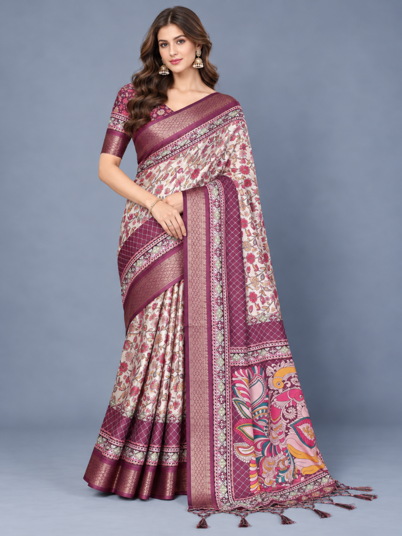 Schc Akshita A Cotton Silk Kalamkari Printed Saree