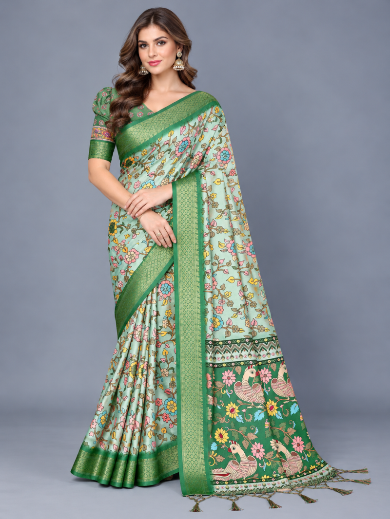 Schc Akshita A Cotton Silk Kalamkari Printed Saree