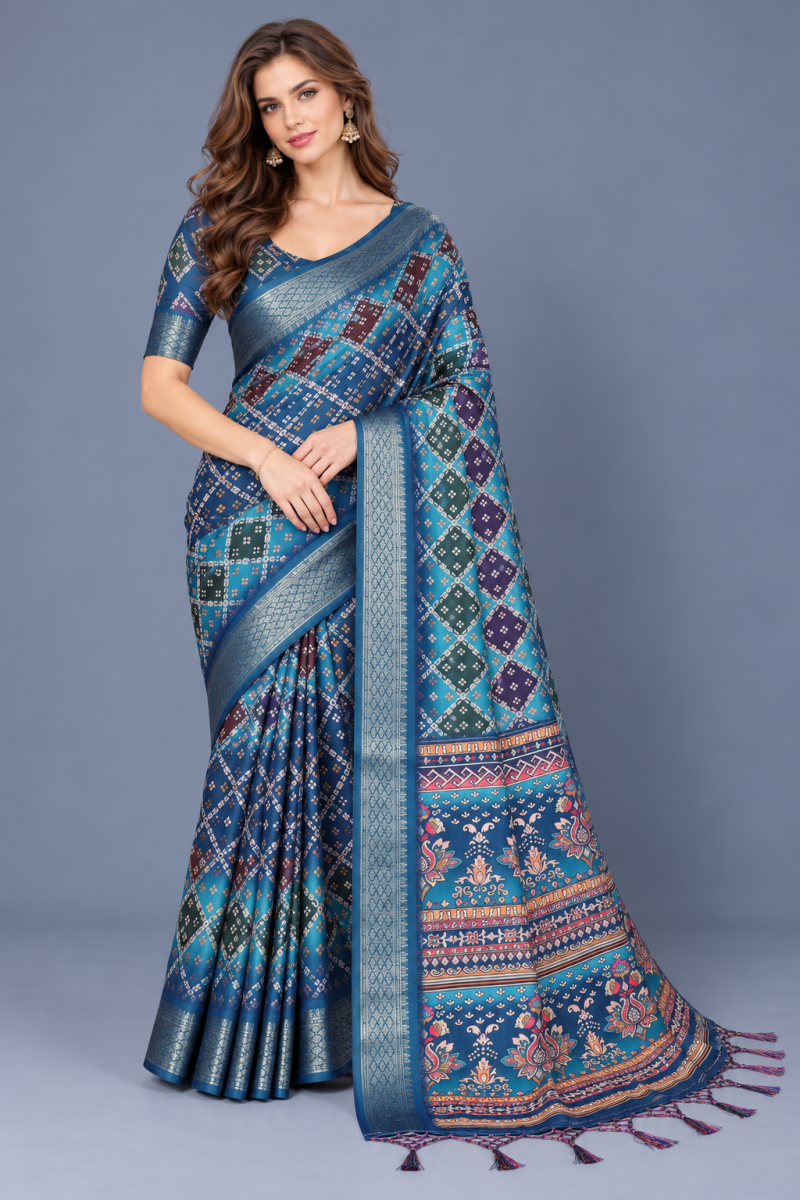 Amrah Wholesale Schc Bandhej Cotton Silk Bandhani Printed Saree