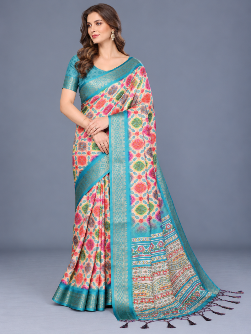 Amrah Wholesale Schc Bandhej Cotton Silk Bandhani Printed Saree