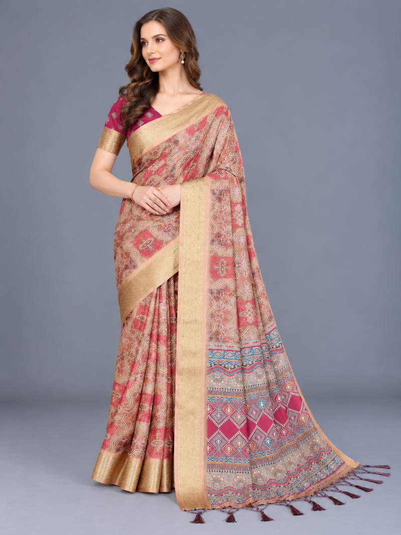 Amrah Wholesale Schc Bandhej Cotton Silk Bandhani Printed Saree