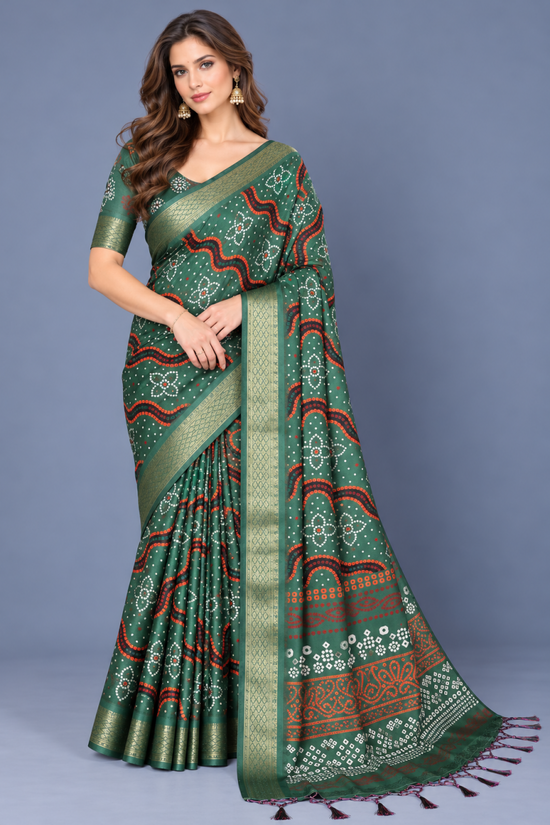 Amrah Wholesale Schc Bandhej Cotton Silk Bandhani Printed Saree