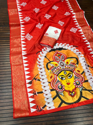 Scjb Durga A Lichi Silk Printed Durga Puja Saree Collection - Amrah Wholesale