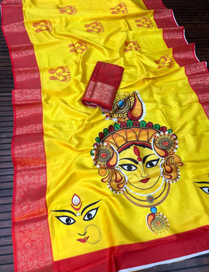 Scjb Durga A Lichi Silk Printed Durga Puja Saree Collection - Amrah Wholesale