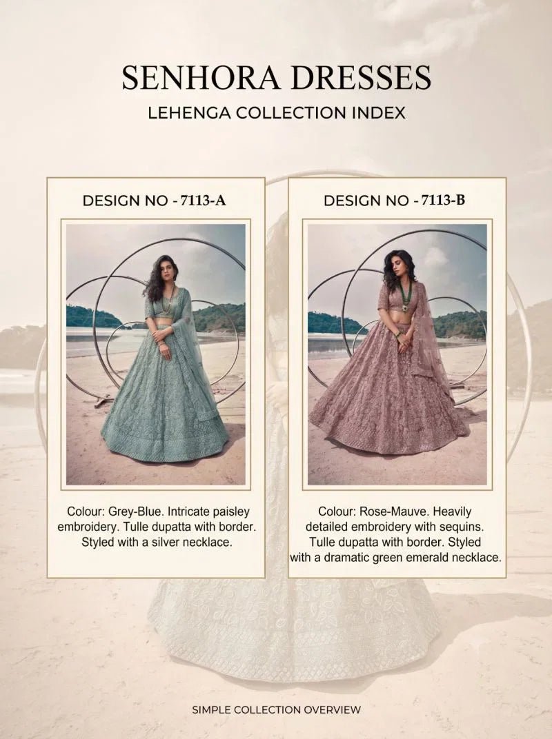 Senhora 7113 Pure Butterfly Net Embroidered Lehenga - Amrah Wholesale