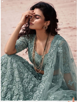 Senhora 7113 Pure Butterfly Net Embroidered Lehenga - Amrah Wholesale