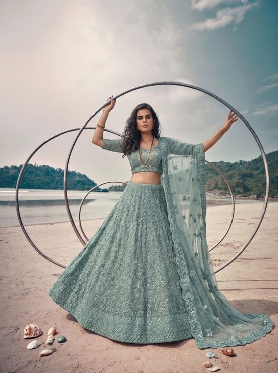 Senhora 7113 Pure Butterfly Net Embroidered Lehenga - Amrah Wholesale