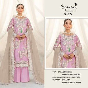 SERENE S-224 Organza Embroidered Pakistani Suit - Amrah Wholesale