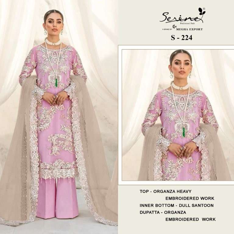 SERENE S-224 Organza Embroidered Pakistani Suit