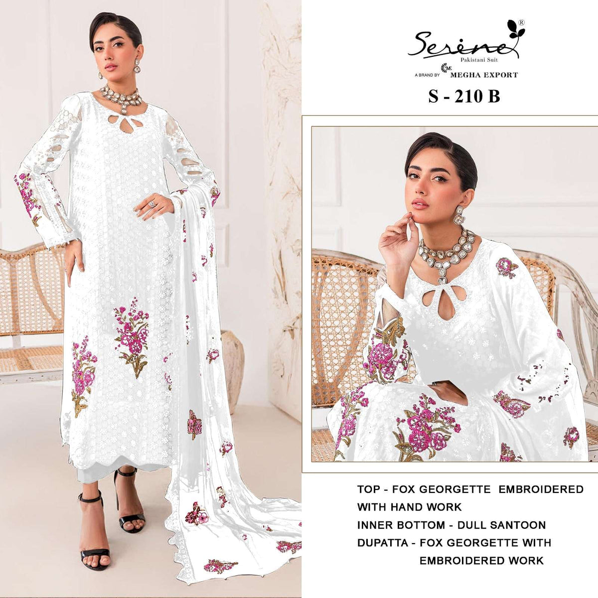 Serine S-210 Faux Georgette Embroidered Pakistani Suit