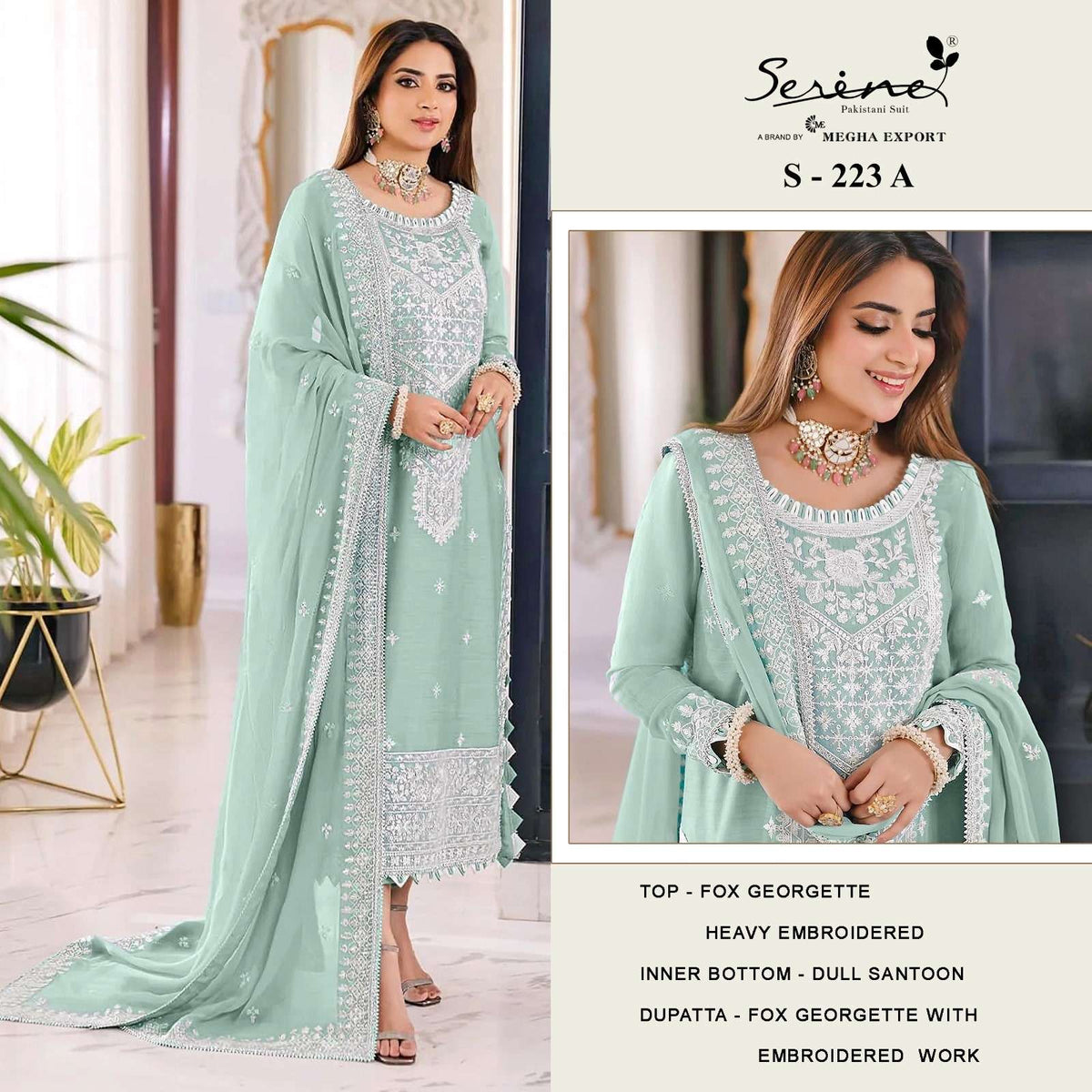 Serine S-223 Faux Georgette Embroidered Pakistani Suit
