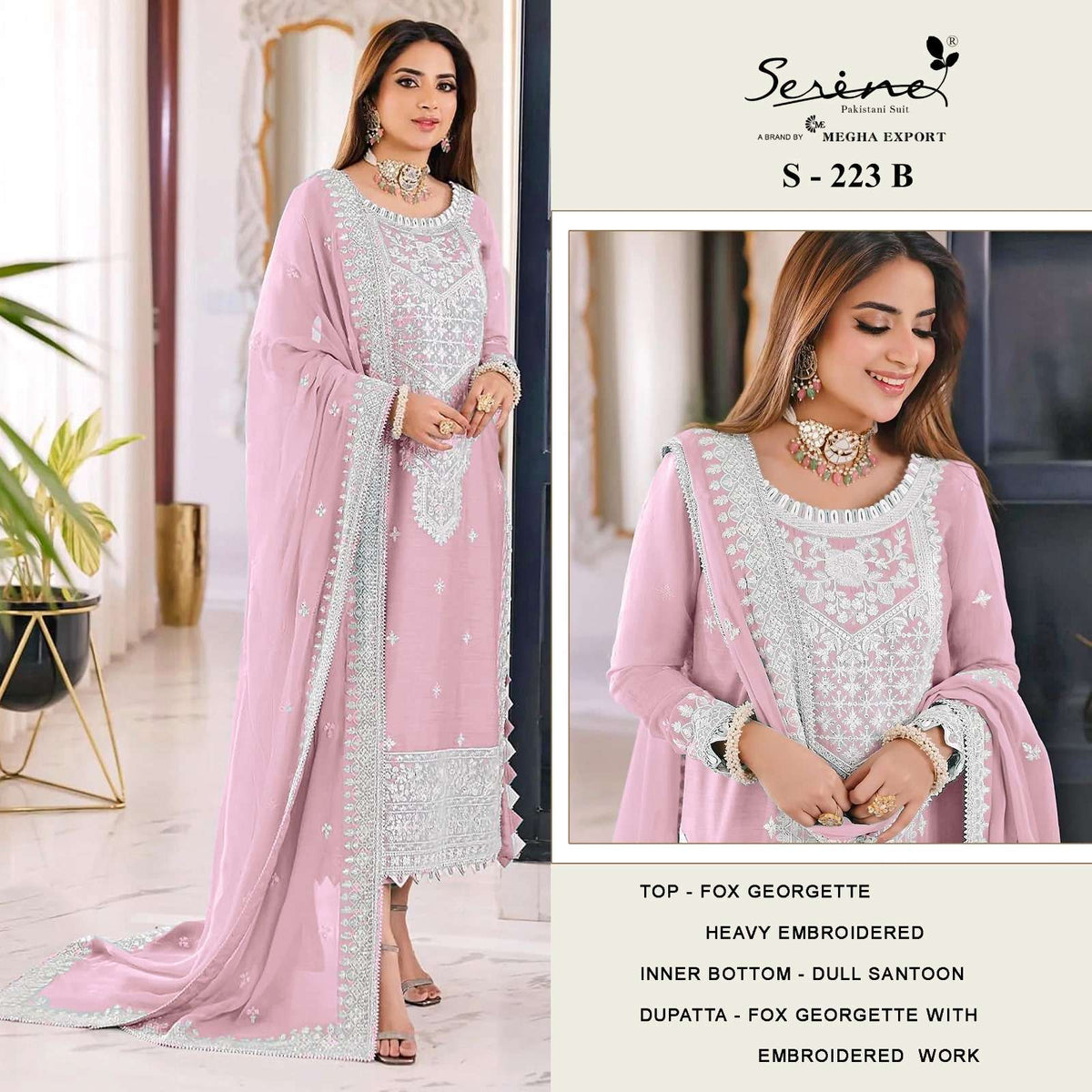 Serine S-223 Faux Georgette Embroidered Pakistani Suit