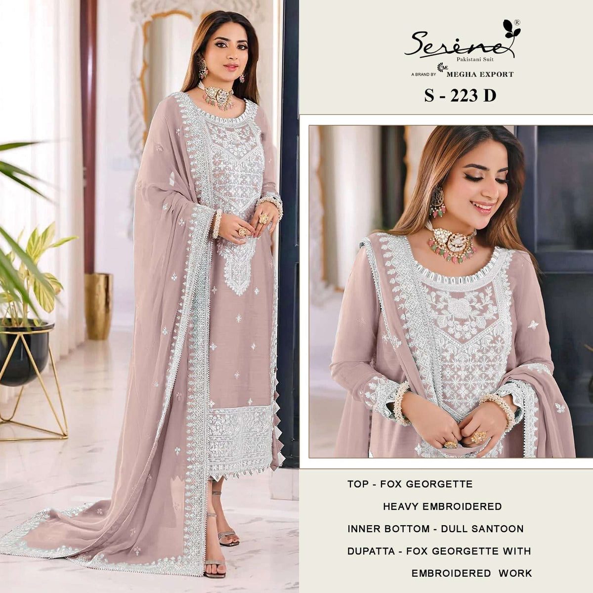 Serine S-223 Faux Georgette Embroidered Pakistani Suit