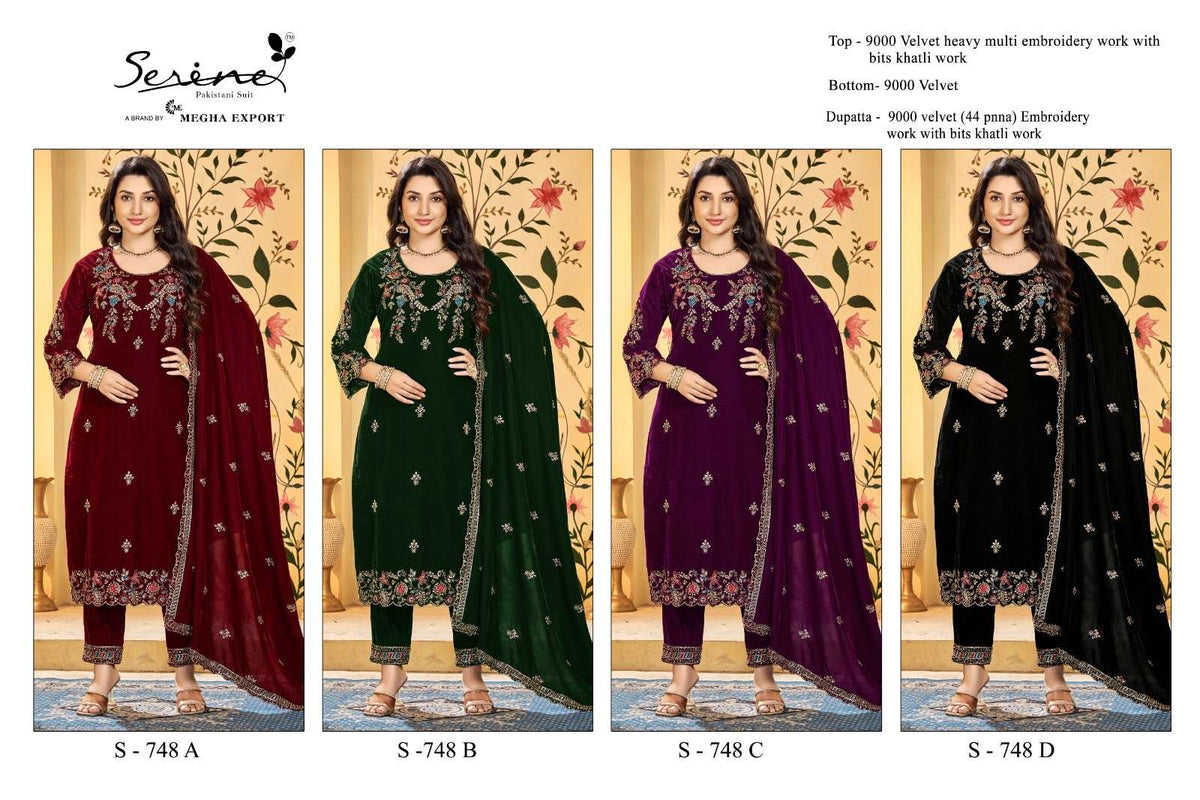 SERINE S-748 Velvet Embroidered Pakistani Salwar Suit