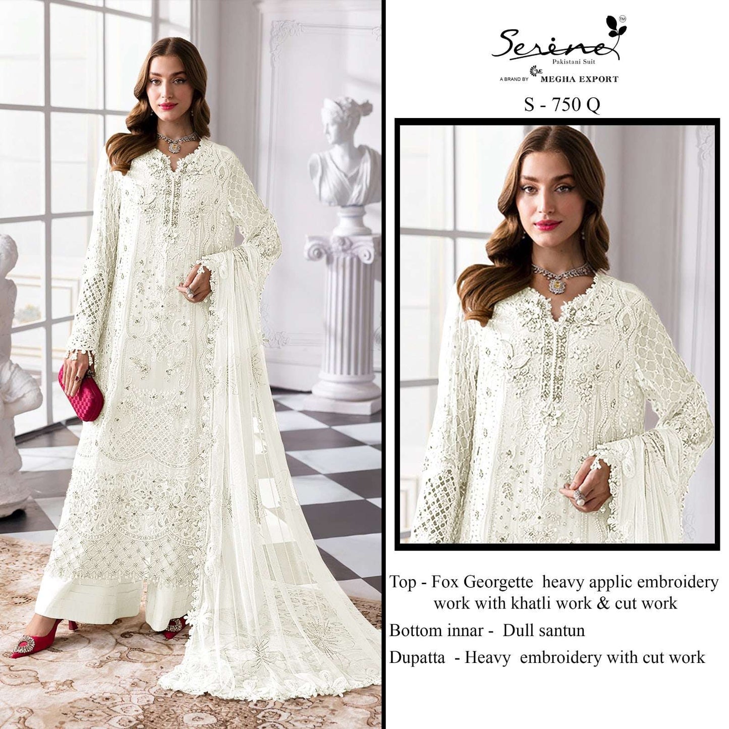 Serine S-750 Faux Georgette Embroidered Pakistani Suit Set