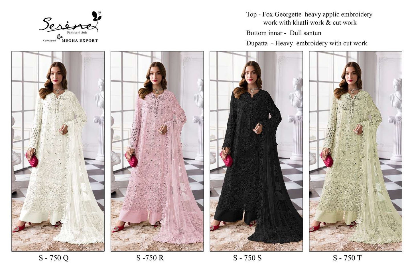 Serine S-750 Faux Georgette Embroidered Pakistani Suit Set