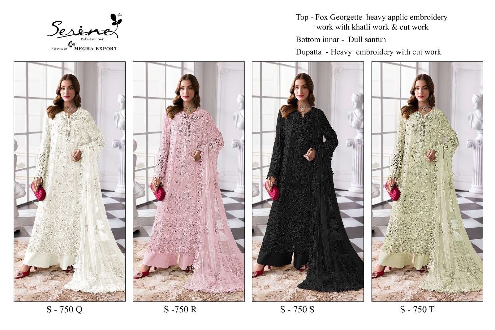 Serine S-750 Faux Georgette Embroidered Pakistani Suit Set