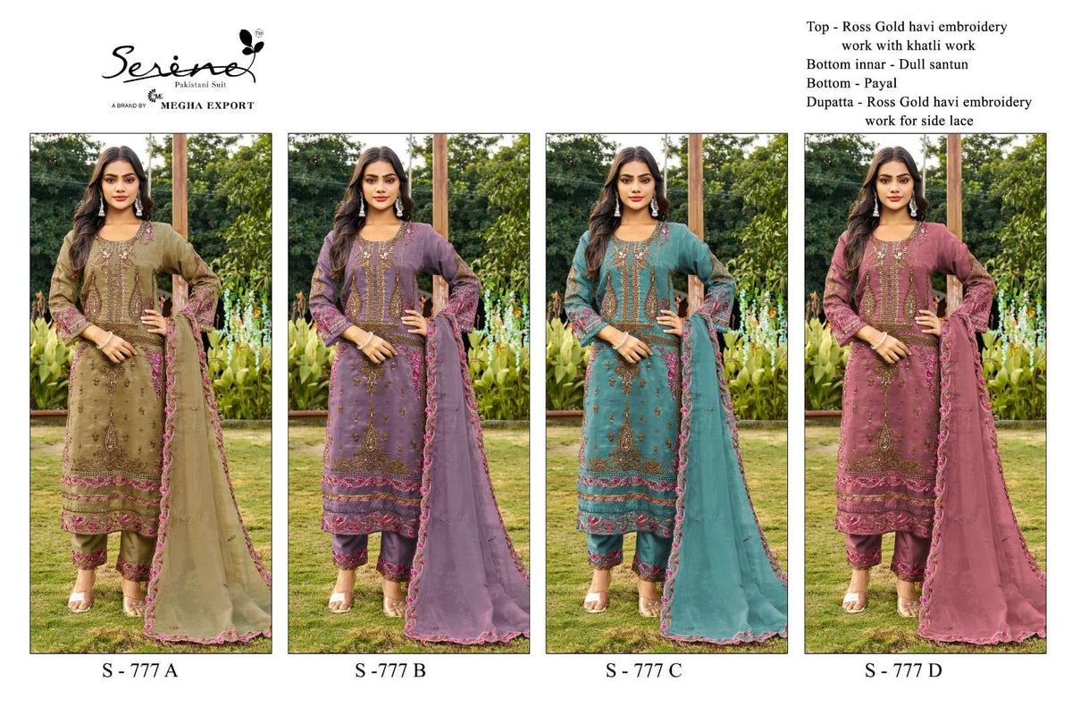 SERINE S-777 Rose Gold Khatli Work Semi Stitched Salwar Suit