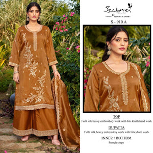 Serine S-910 Flute Silk Embroidered Punjabi Salwar Suit Material