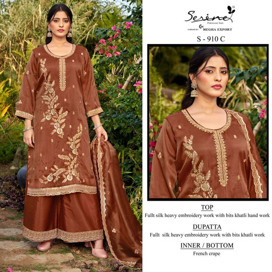 Serine S-910 Flute Silk Embroidered Punjabi Salwar Suit Material
