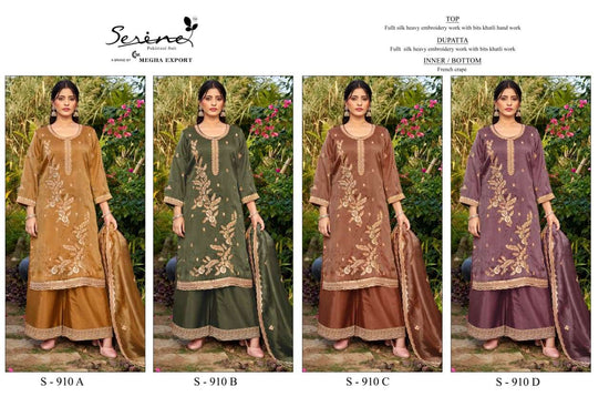 Serine S-910 Flute Silk Embroidered Punjabi Salwar Suit Material