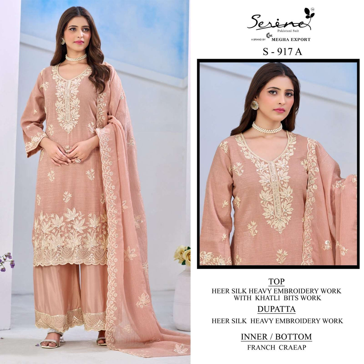 Serine S-917 Heer Silk Khatli Work Embroidered Salwar Suit Set