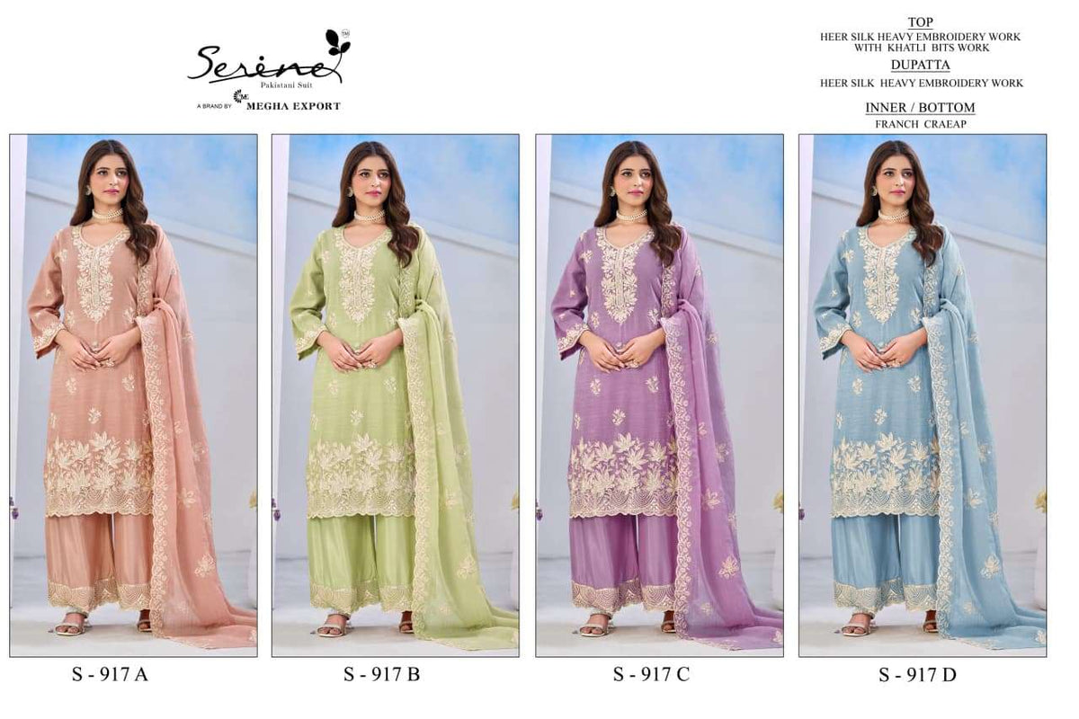 Serine S-917 Heer Silk Khatli Work Embroidered Salwar Suit Set