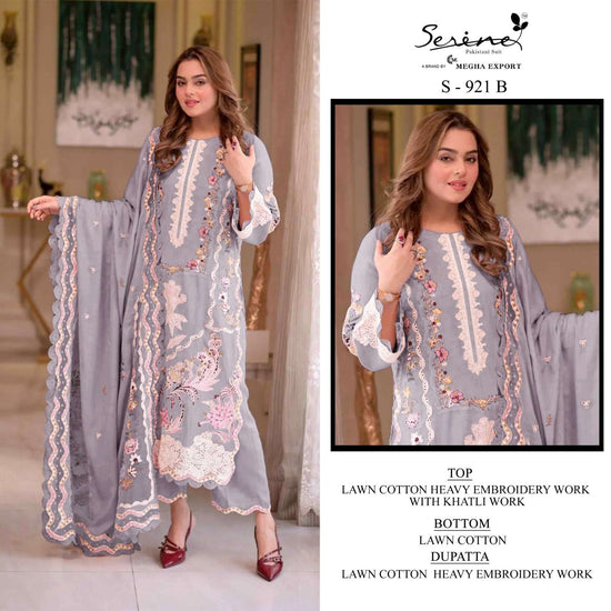 SERINE S-921 Cambric Cotton Embroidered Pakistani Suit - Amrah Wholesale