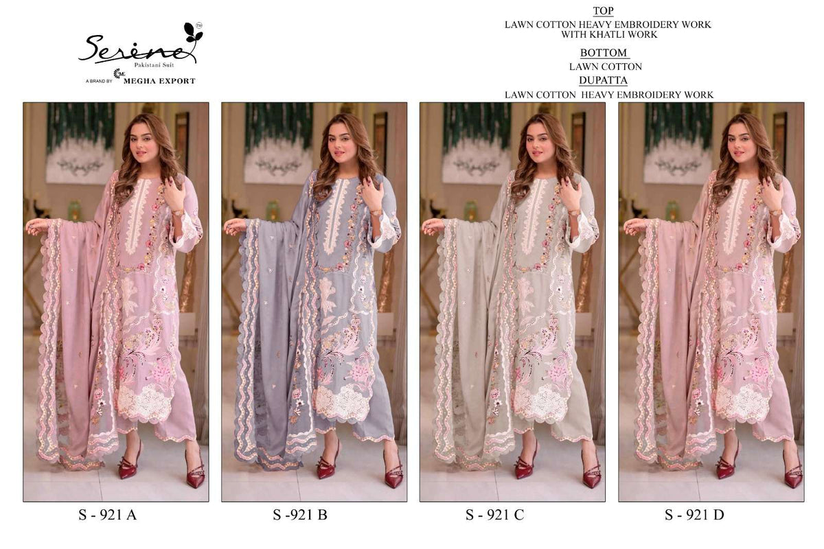 SERINE S-921 Cambric Cotton Embroidered Pakistani Suit - Amrah Wholesale