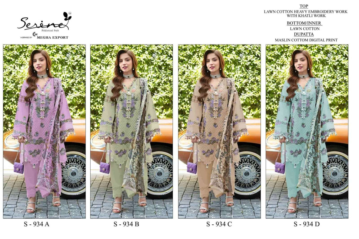 Serine S-934 Cambric Cotton Embroidery Pakistani Suit Set - Amrah Wholesale