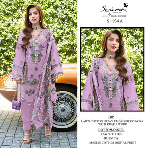 Serine S-934 Cambric Cotton Embroidery Pakistani Suit Set - Amrah Wholesale
