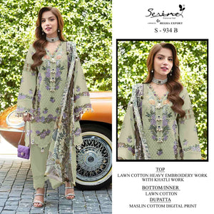 Serine S-934 Cambric Cotton Embroidery Pakistani Suit Set - Amrah Wholesale