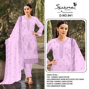 SERINE S-941 Cambric Cotton Pakistani Suit - Amrah Wholesale
