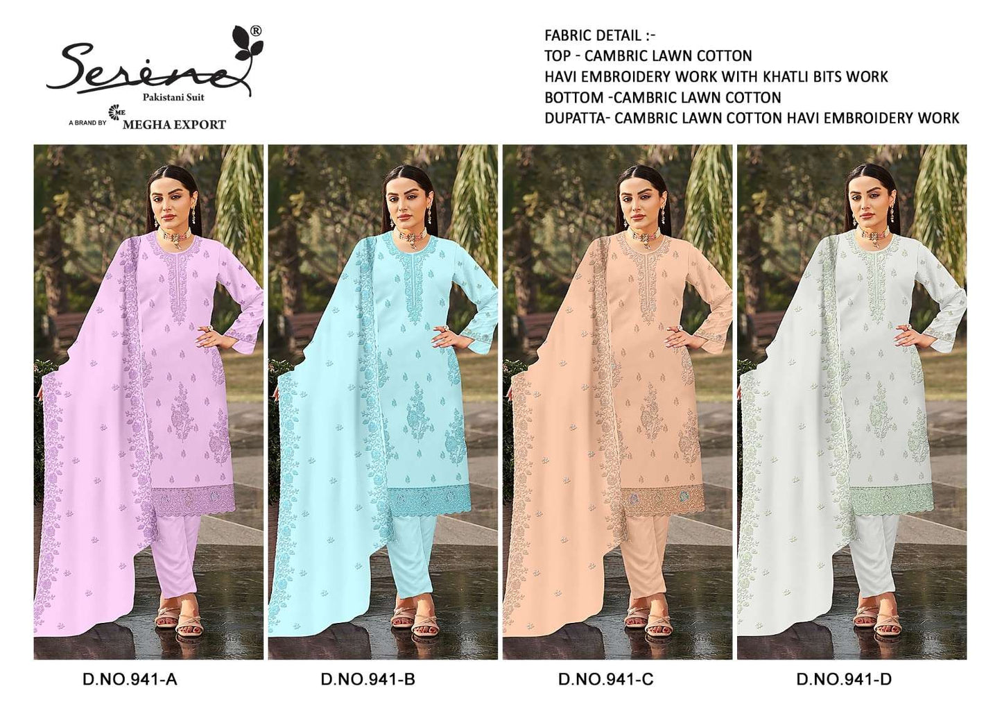 SERINE S-941 Cambric Cotton Pakistani Suit - Amrah Wholesale
