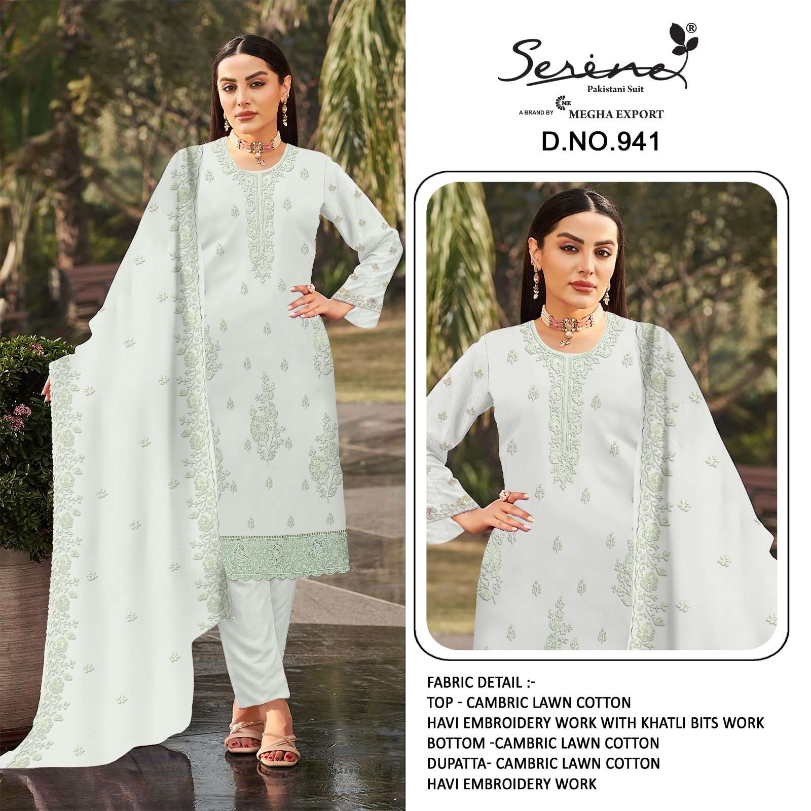 SERINE S-941 Cambric Cotton Pakistani Suit - Amrah Wholesale