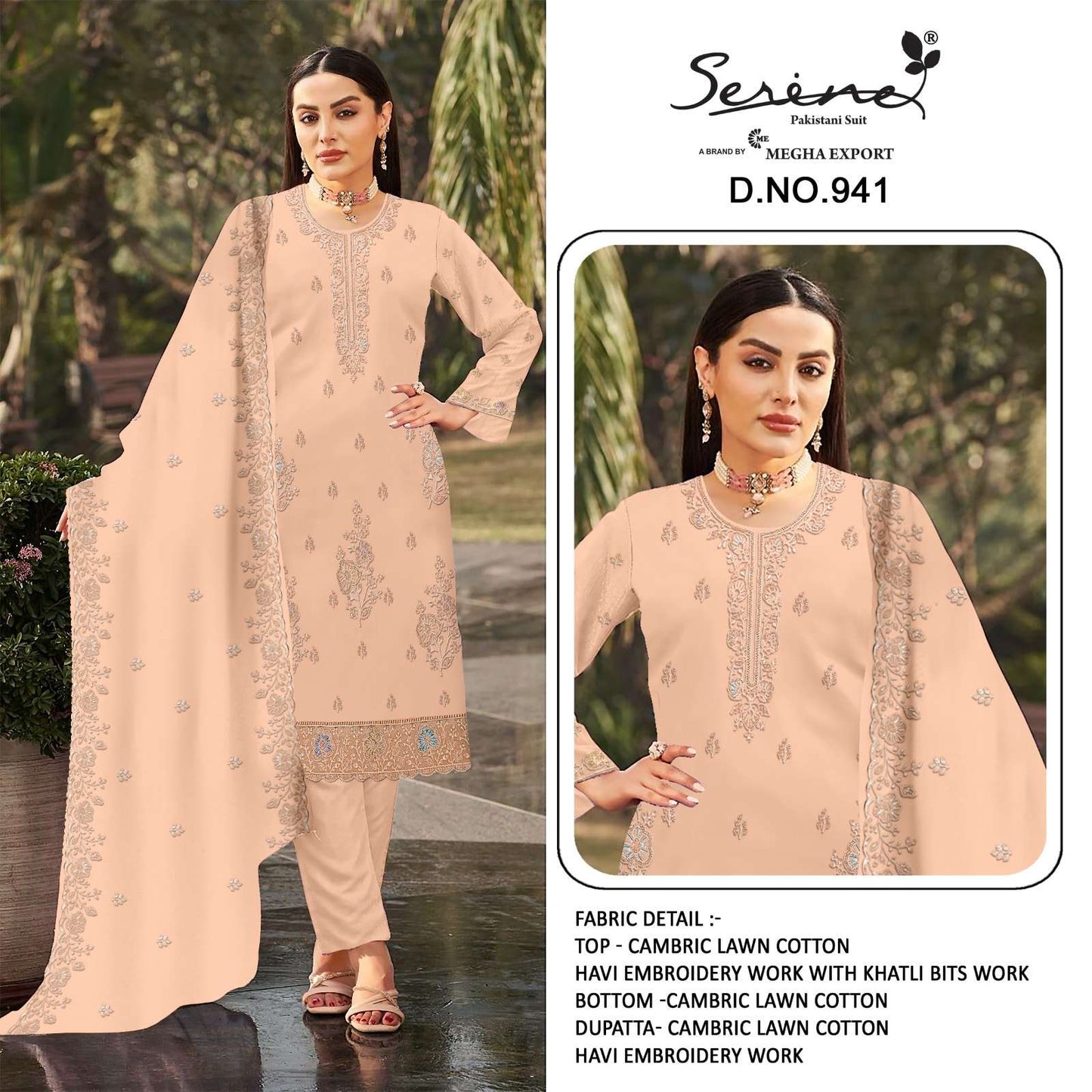 SERINE S-941 Cambric Cotton Pakistani Suit - Amrah Wholesale