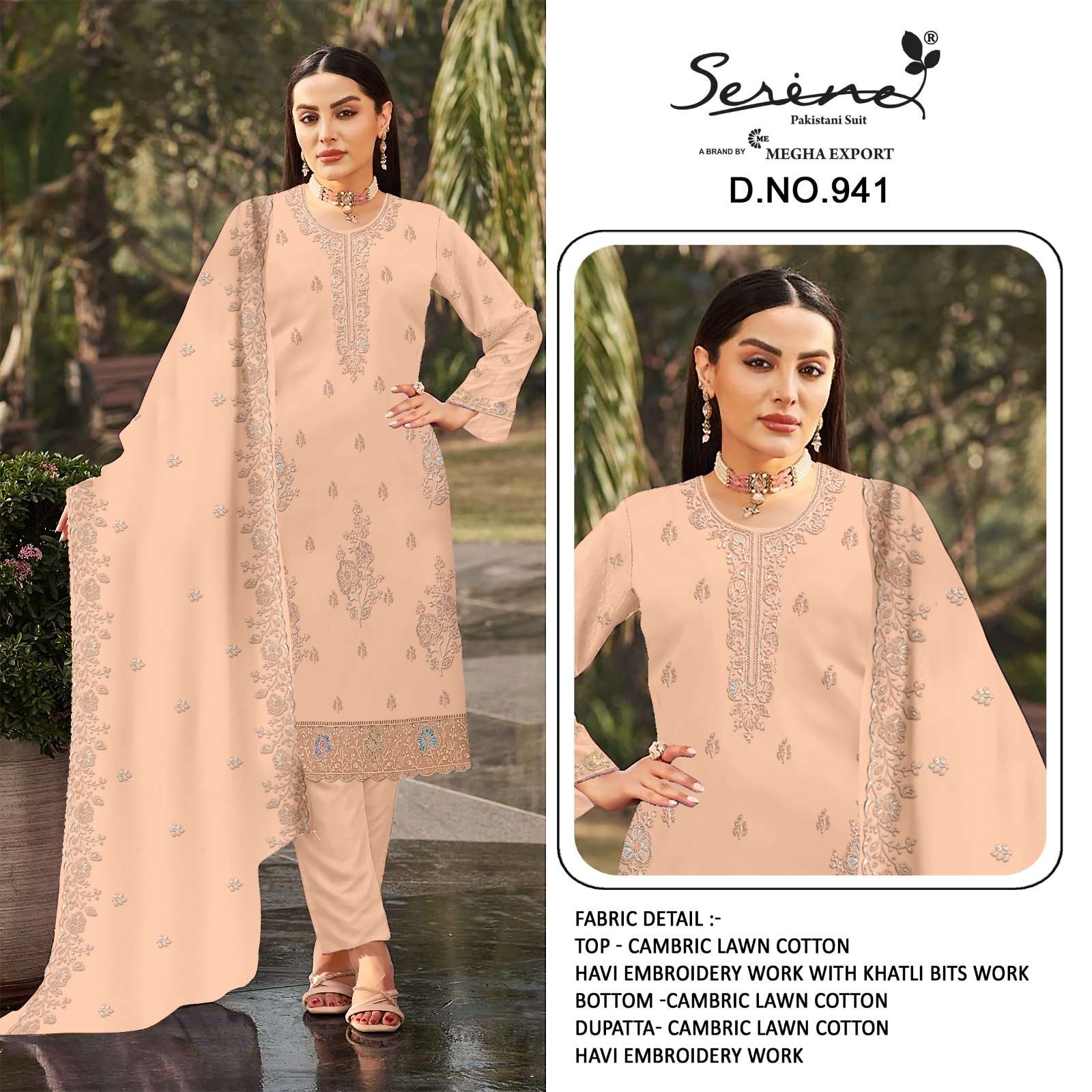 SERINE S-941 Cambric Cotton Pakistani Suit - Amrah Wholesale