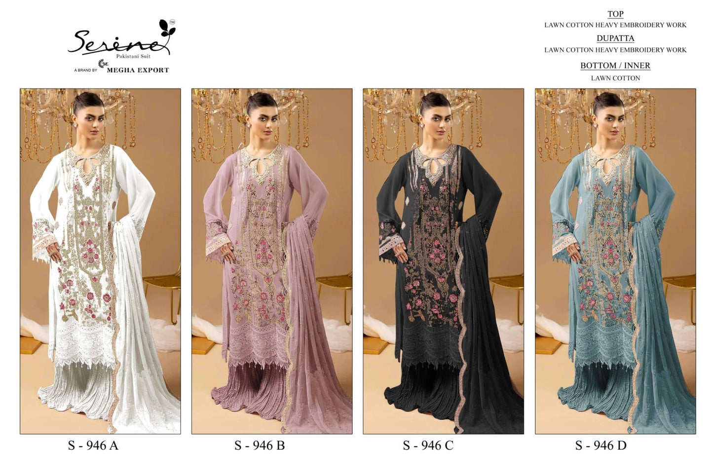 Serine S - 946 Cambric Cotton Pakistani Suit - Amrah Wholesale