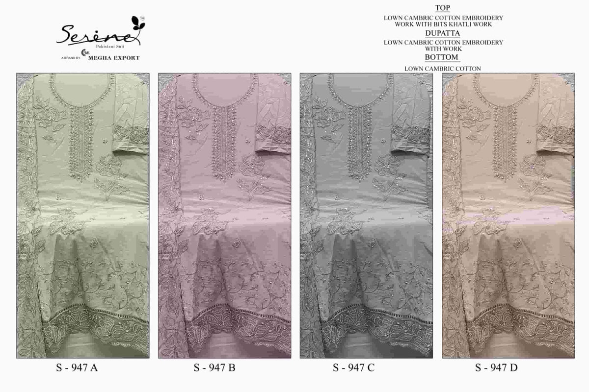Serine S - 947 Abcd Pakistani Cotton Suit - Amrah Wholesale