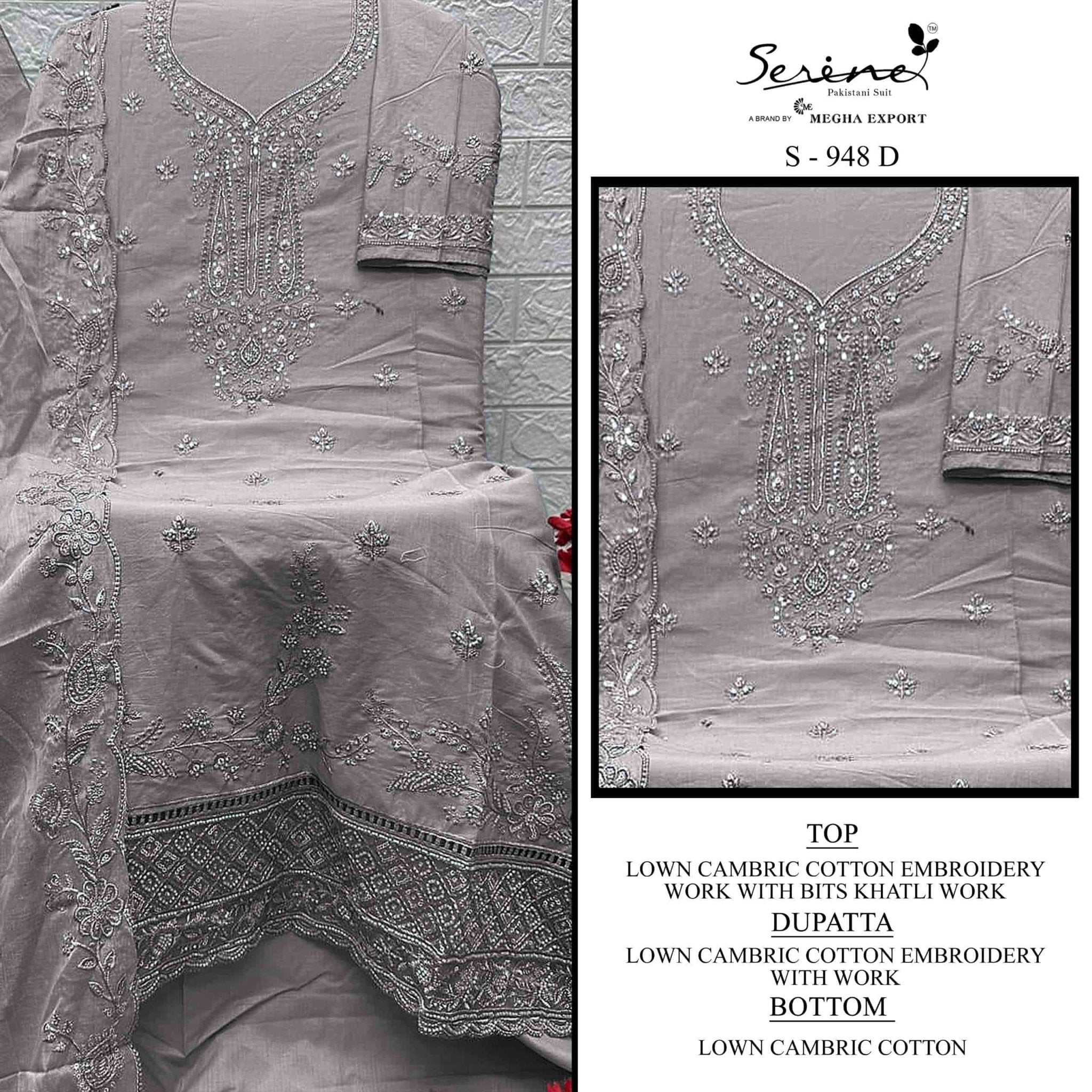 SERINE S - 948 Cambric Cotton Pakistani Suit Set - Amrah Wholesale