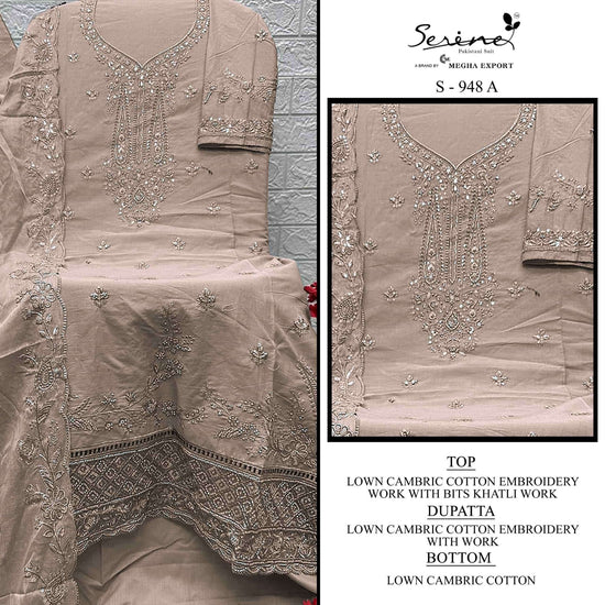 SERINE S - 948 Cambric Cotton Pakistani Suit Set - Amrah Wholesale