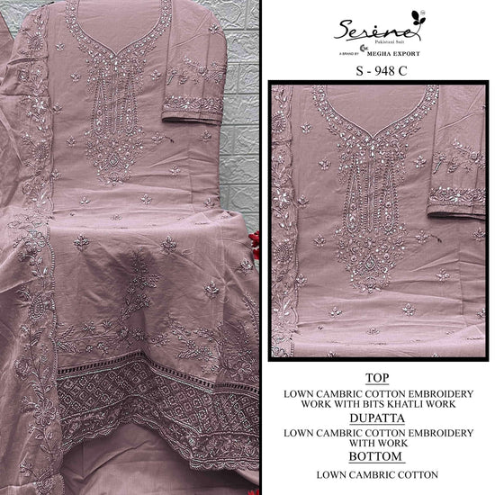 SERINE S - 948 Cambric Cotton Pakistani Suit Set - Amrah Wholesale